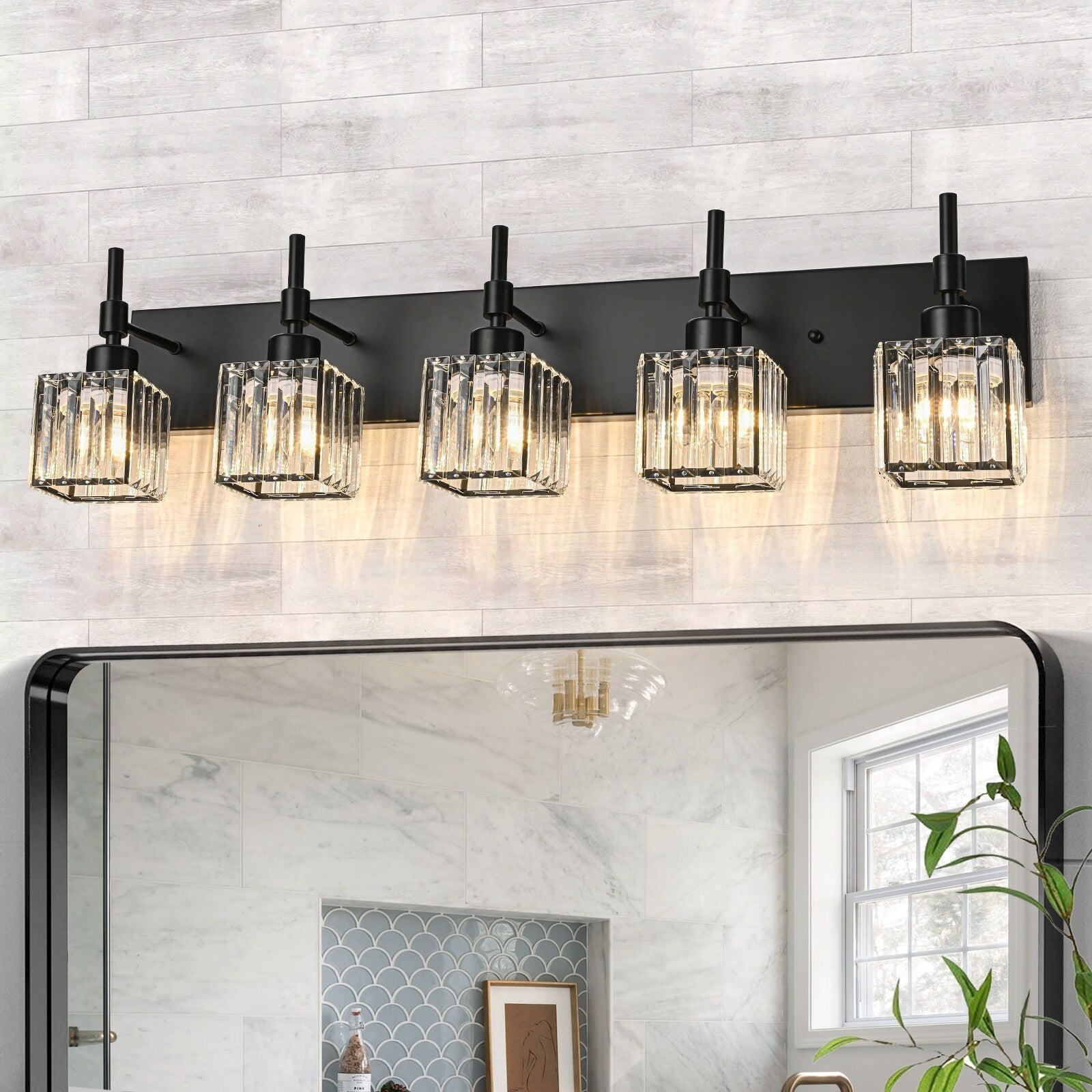 Luminaires de salle de bain Ora Modern en cristal à intensité variable sur miroir Glam Vanity Lights