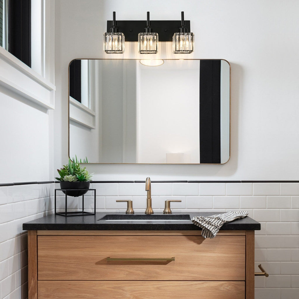 Luminaires de salle de bain Ora Modern en cristal à intensité variable sur miroir Glam Vanity Lights