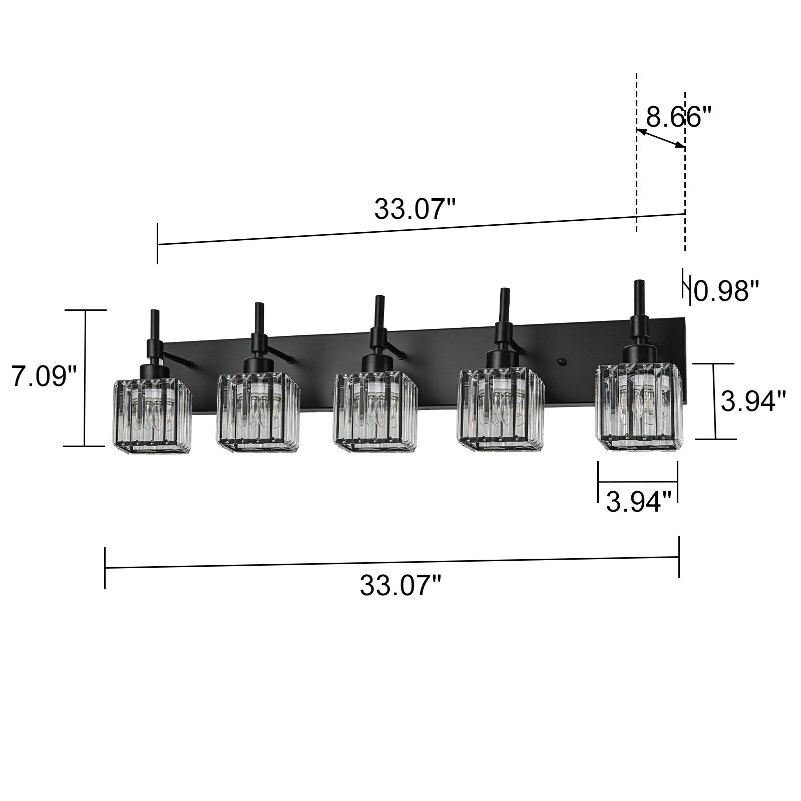 Luminaires de salle de bain Ora Modern en cristal à intensité variable sur miroir Glam Vanity Lights