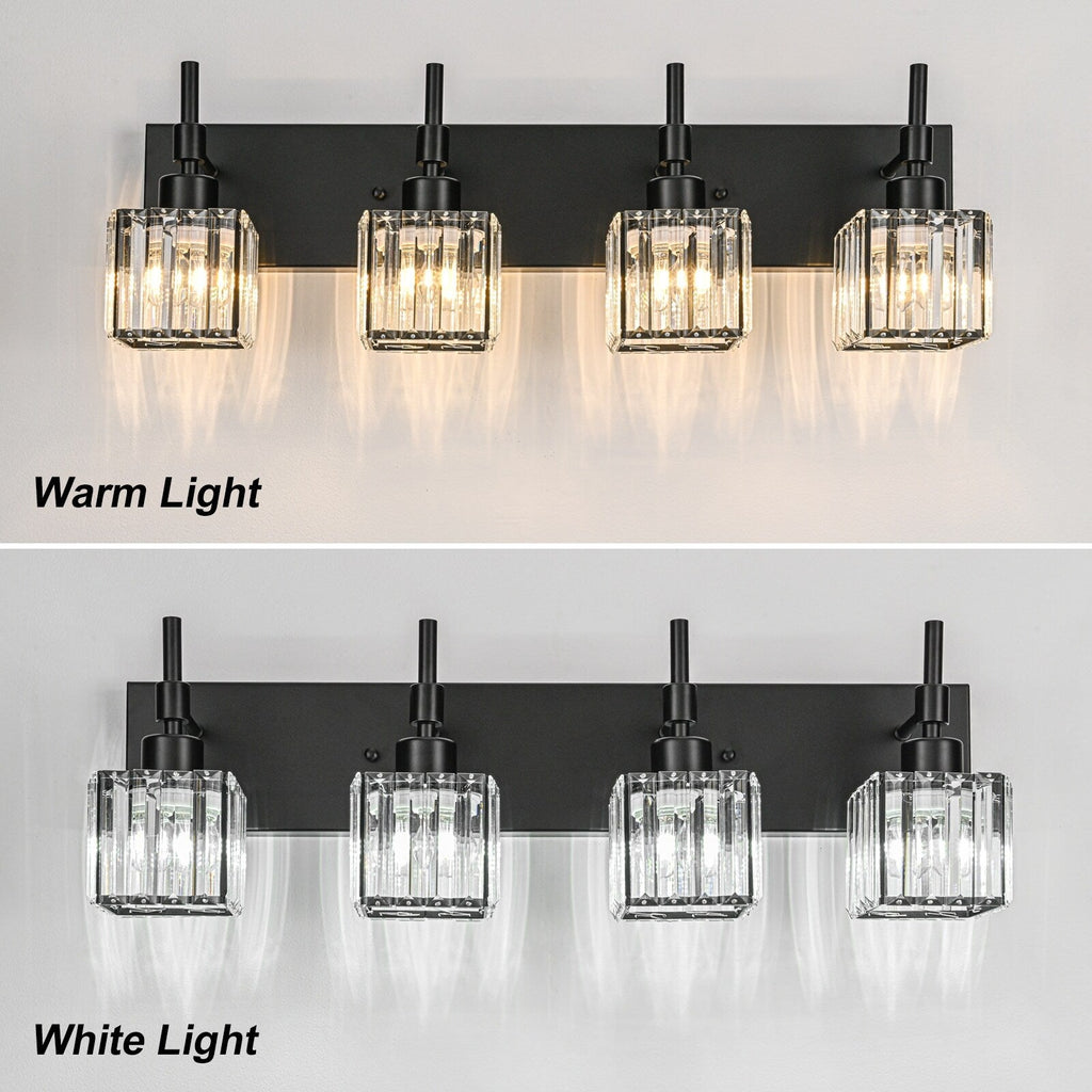 Luminaires de salle de bain Ora Modern en cristal à intensité variable sur miroir Glam Vanity Lights