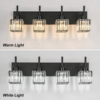 Luminaires de salle de bain Ora Modern en cristal à intensité variable sur miroir Glam Vanity Lights