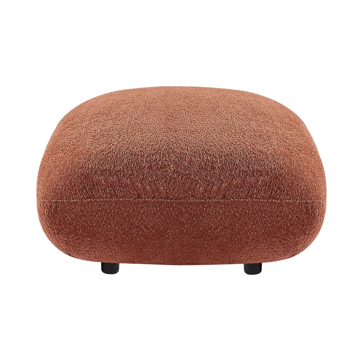 Canapé 3 places rembourré orange Boucle de 102,36 pouces avec 3 oreillers, pouf, design ergonomique et rembourrage épais