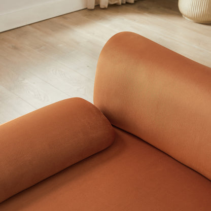 Grand canapé modulaire 3 places Orange 105, avec pouf amovible, assise profonde style nuage, structure en bois massif