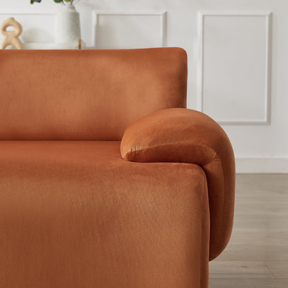 Grand canapé modulaire 3 places Orange 105, avec pouf amovible, assise profonde style nuage, structure en bois massif