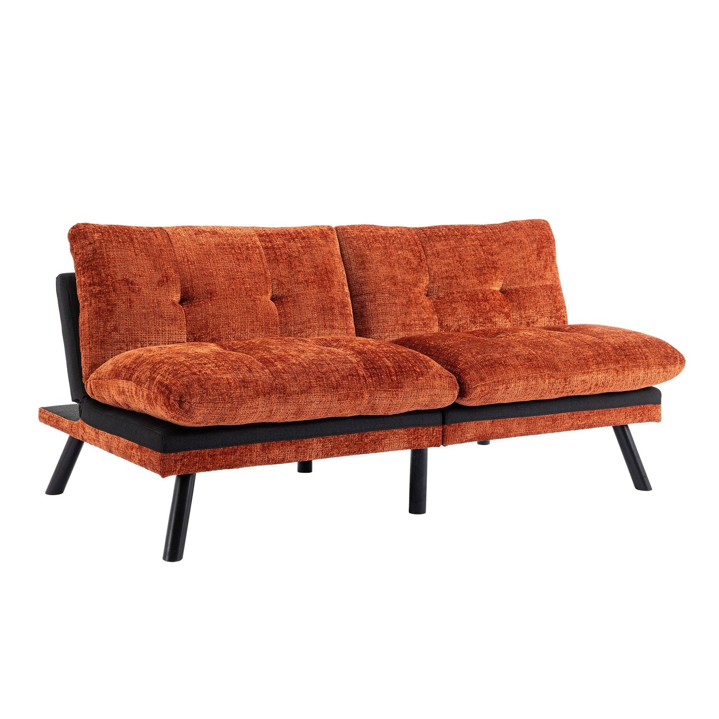 Canapé-lit convertible en chenille orange 75,6 avec pieds en métal pour salon