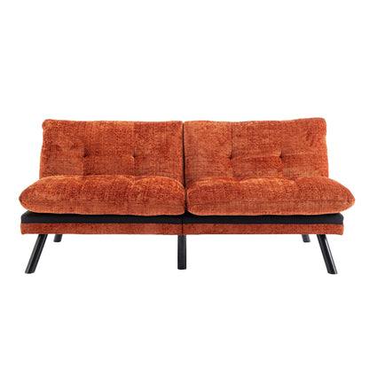 Canapé-lit convertible en chenille orange 75,6 avec pieds en métal pour salon