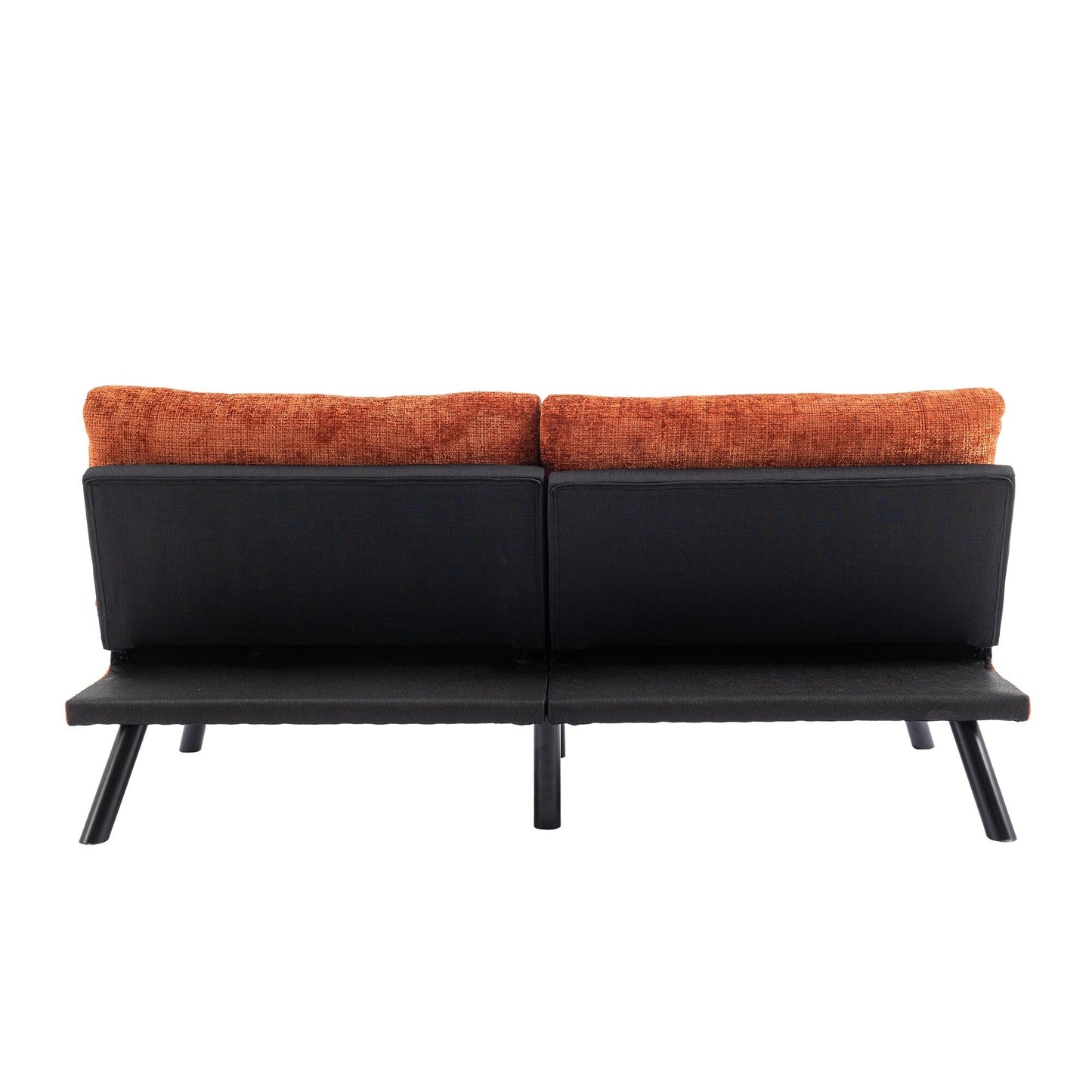 Canapé-lit convertible en chenille orange 75,6 avec pieds en métal pour salon