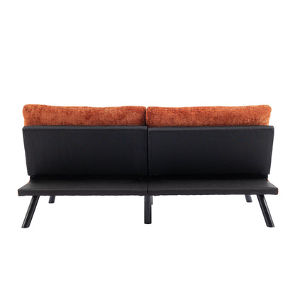 Canapé-lit convertible en chenille orange 75,6 avec pieds en métal pour salon