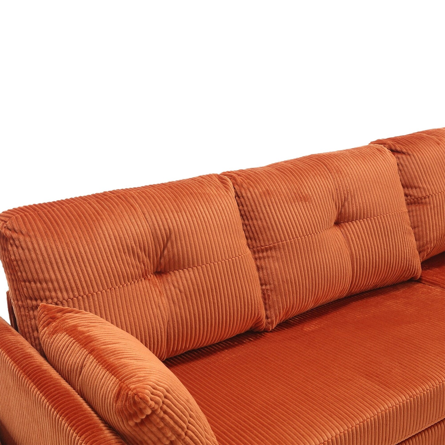 Canapé en tissu orange en forme de L de 81,1 pouces avec méridienne réversible, rangement, structure en bois massif et assise en mousse