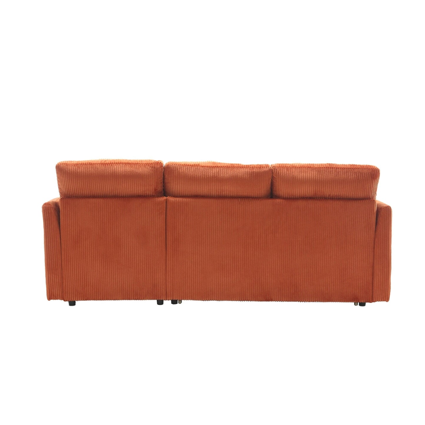 Canapé en tissu orange en forme de L de 81,1 pouces avec méridienne réversible, rangement, structure en bois massif et assise en mousse