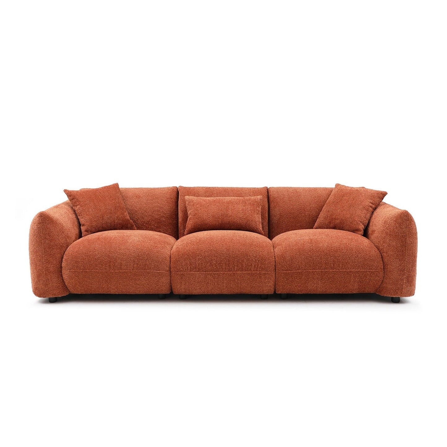 Canapé 3 places rembourré orange Mid-Century Modern 102.36 Boucle avec coussins pour le salon