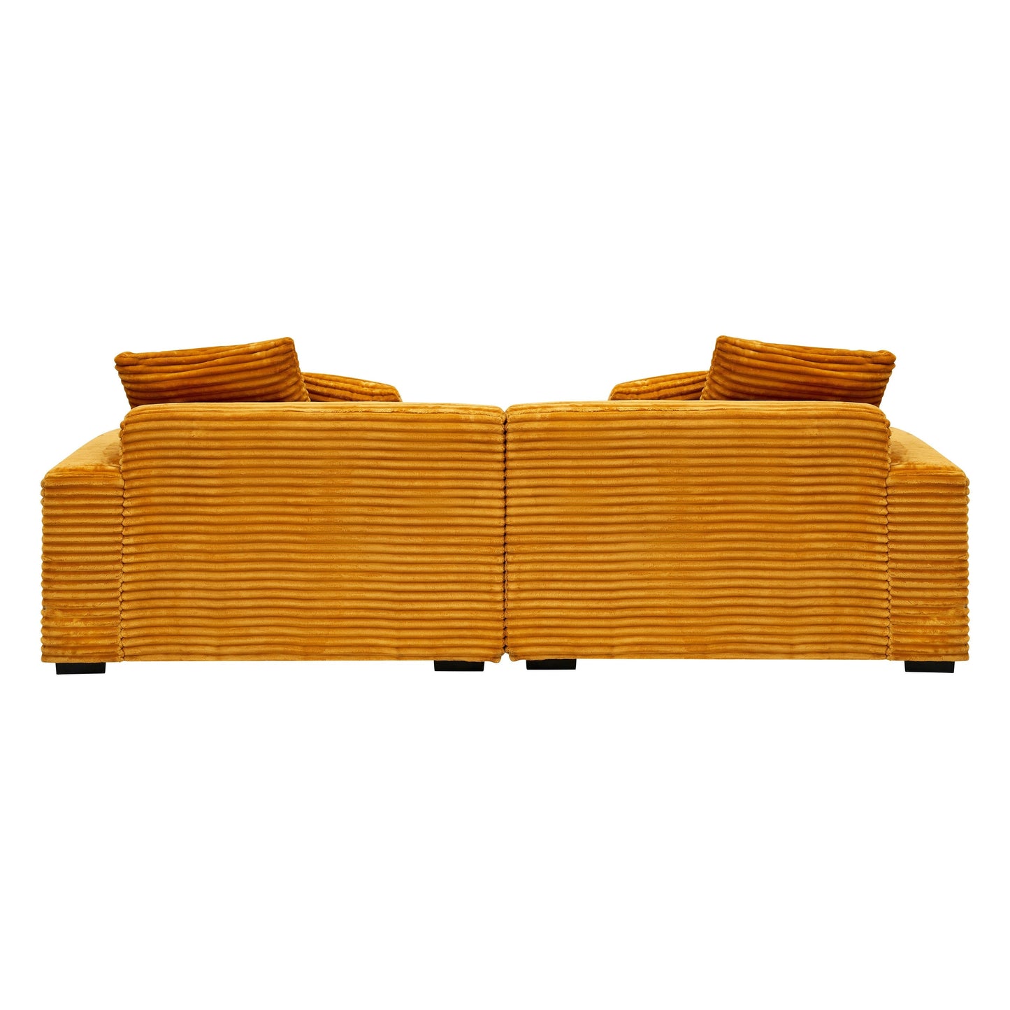 Canapé 4 places en velours côtelé orange moderne 104,72 avec 4 coussins décoratifs pour le salon