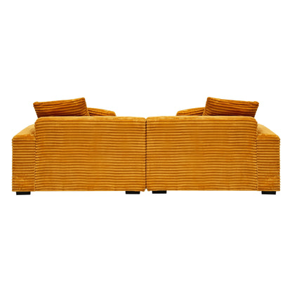 Canapé 4 places en velours côtelé orange moderne 104,72 avec 4 coussins décoratifs pour le salon