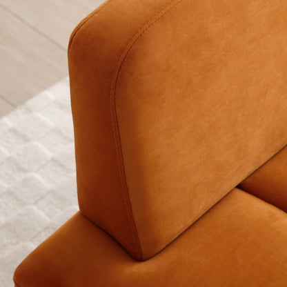 Banc de bout de lit rembourré Orange Modern 56.3 avec pieds en métal doré pour chambre à coucher
