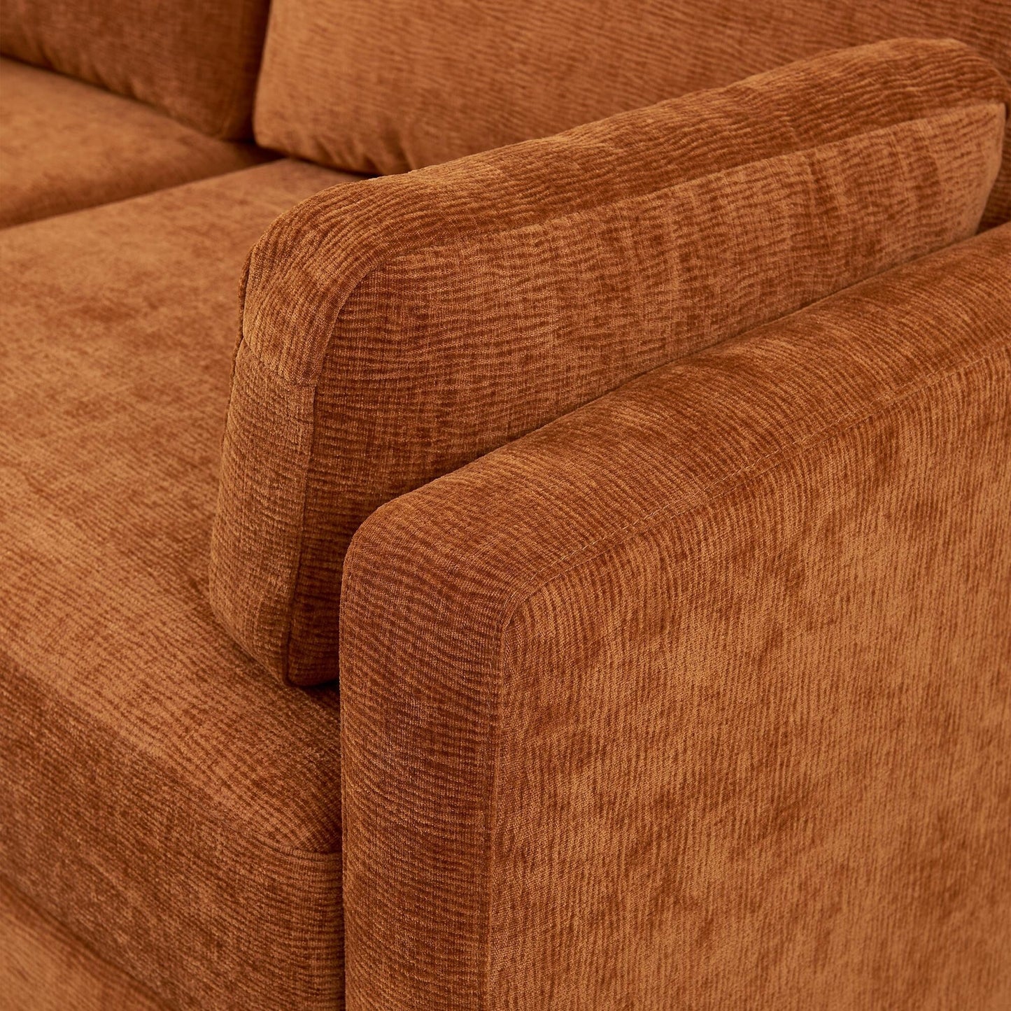 Canapé causeuse moderne orange 58,66 en chenille avec coussins de dossier et oreillers pour le salon