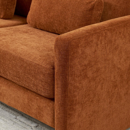 Canapé causeuse moderne orange 58,66 en chenille avec coussins de dossier et oreillers pour le salon