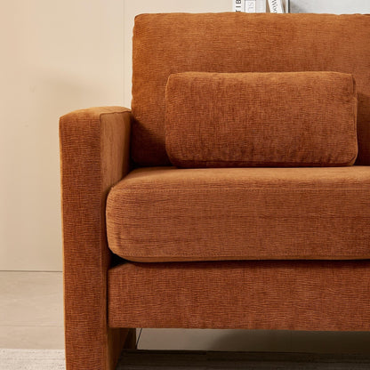 Canapé causeuse moderne orange 58,66 en chenille avec coussins de dossier et oreillers pour le salon