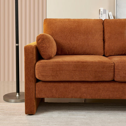 Canapé causeuse moderne orange 58,66 en chenille avec coussins de dossier et oreillers pour le salon