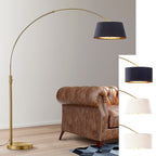 Lampadaire à arche rétractable à LED Orbita 81H à intensité variable, ampoule incluse, finition laiton antique