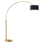 Lampadaire à arche rétractable à LED Orbita 81H à intensité variable, ampoule incluse, finition laiton antique