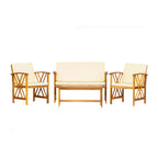 Ensemble de salon de jardin Beckton 4 pièces en bois avec coussins