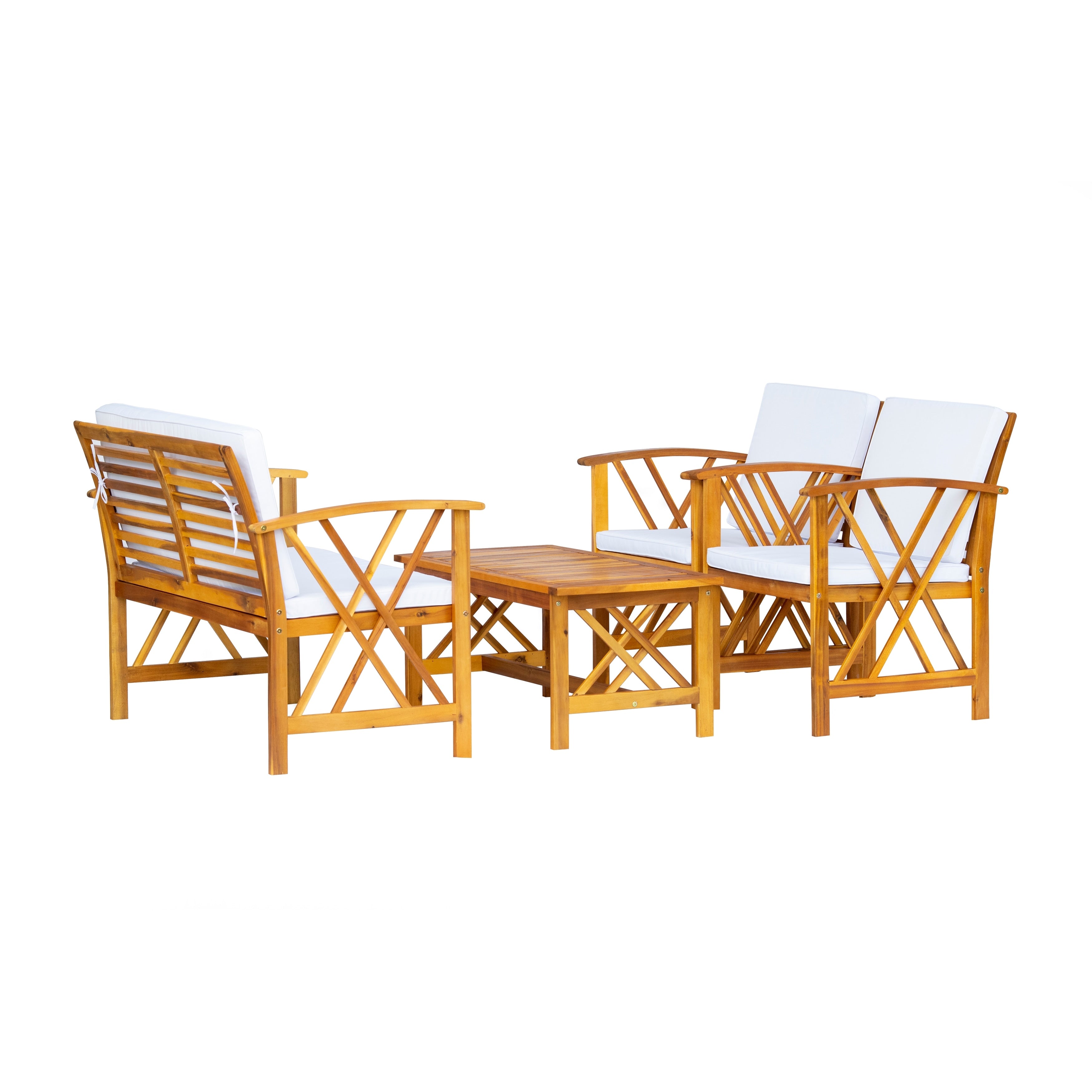 Ensemble de salon de jardin Beckton 4 pièces en bois avec coussins