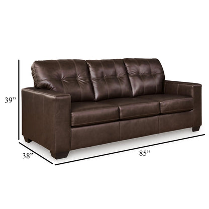 Canapé-lit Queen Orion, 85 pouces, cuir véritable et similicuir marron foncé