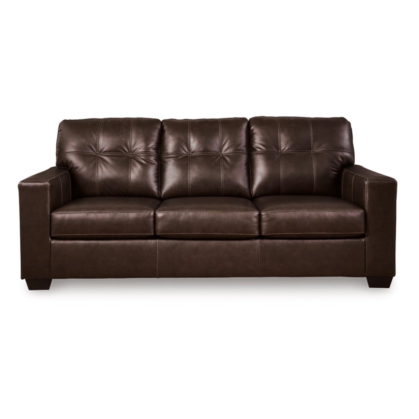 Canapé-lit Queen Orion, 85 pouces, cuir véritable et similicuir marron foncé