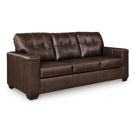 Canapé-lit Queen Orion, 85 pouces, cuir véritable et similicuir marron foncé