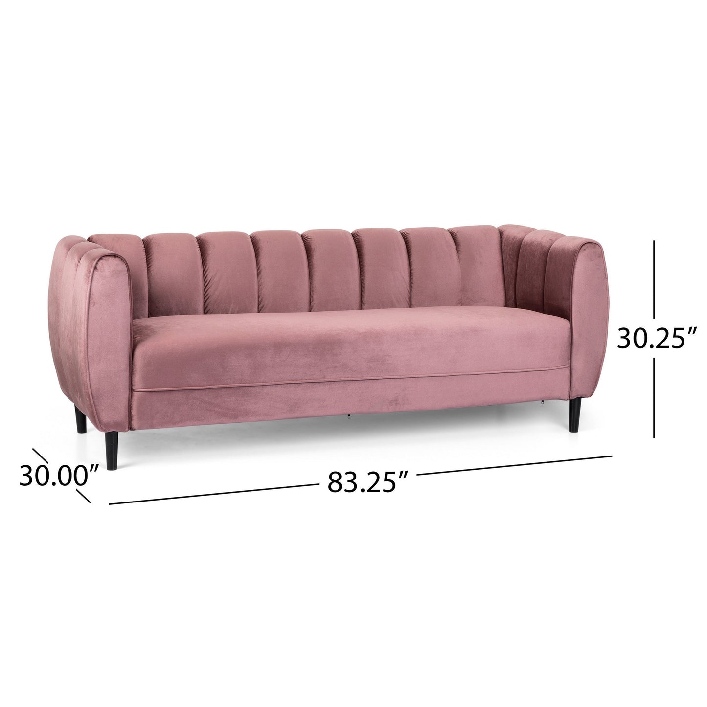 Canapé Orla, 83 pouces, motif capitonné rétro, velours rose