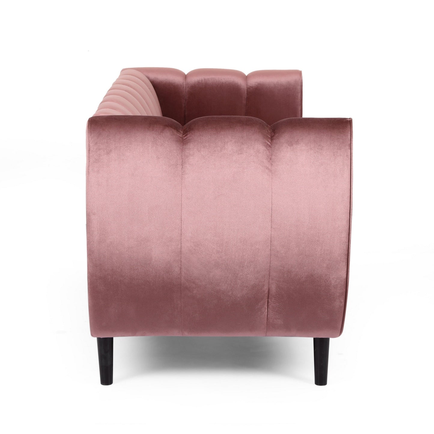 Canapé Orla, 83 pouces, motif capitonné rétro, velours rose