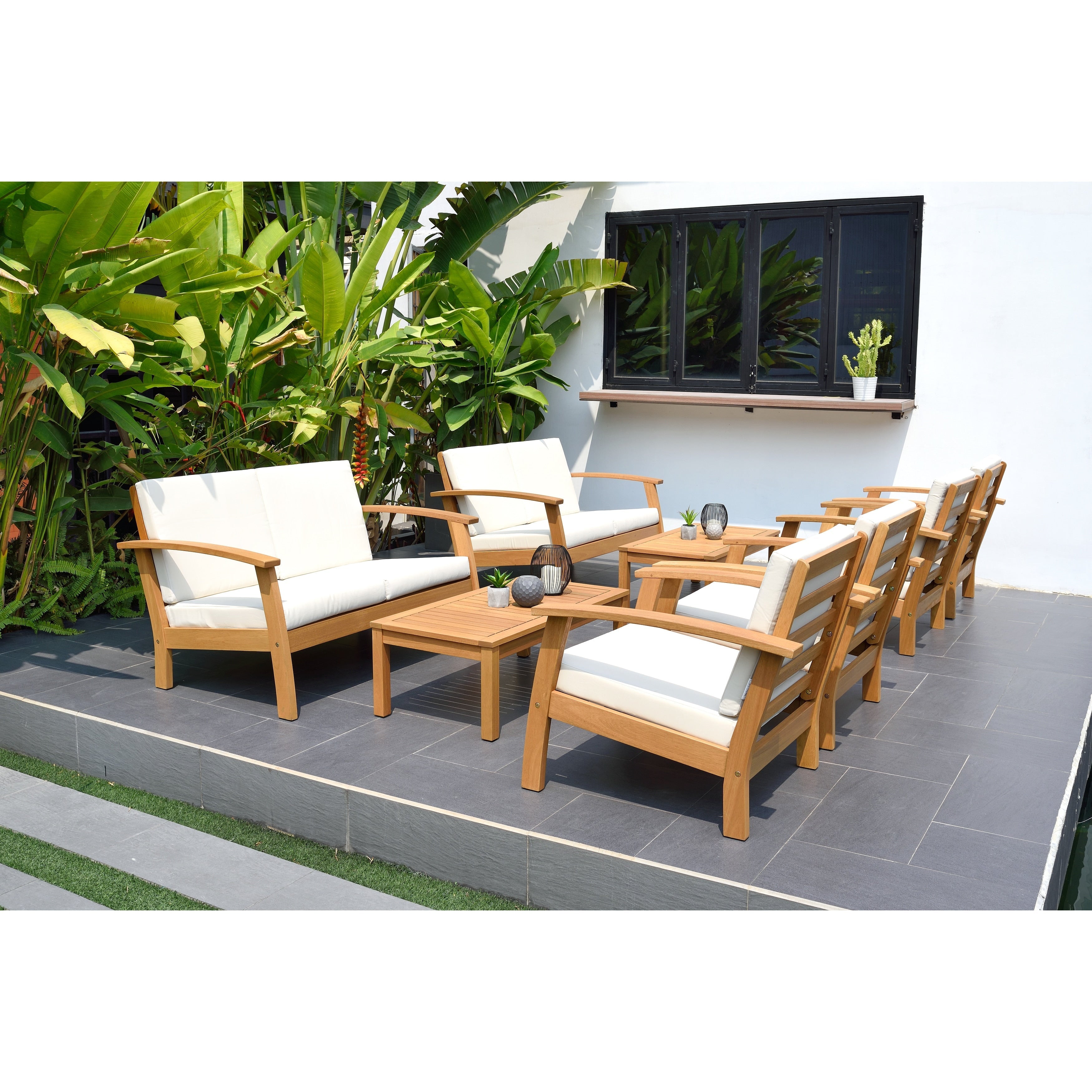 Ensemble de 8 sièges de jardin en bois certifié FSC Amazonia