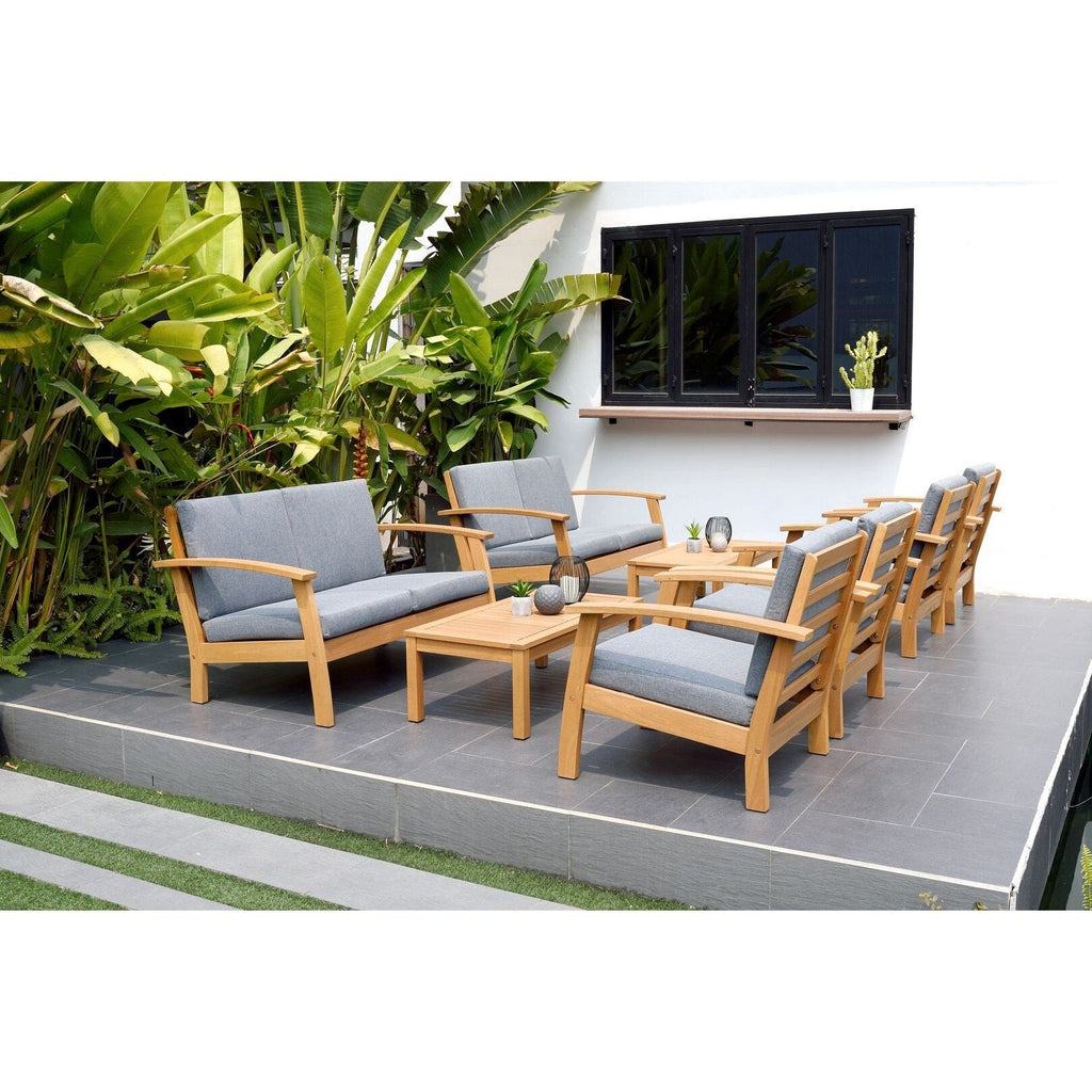 Ensemble de 8 sièges de jardin en bois certifié FSC Amazonia