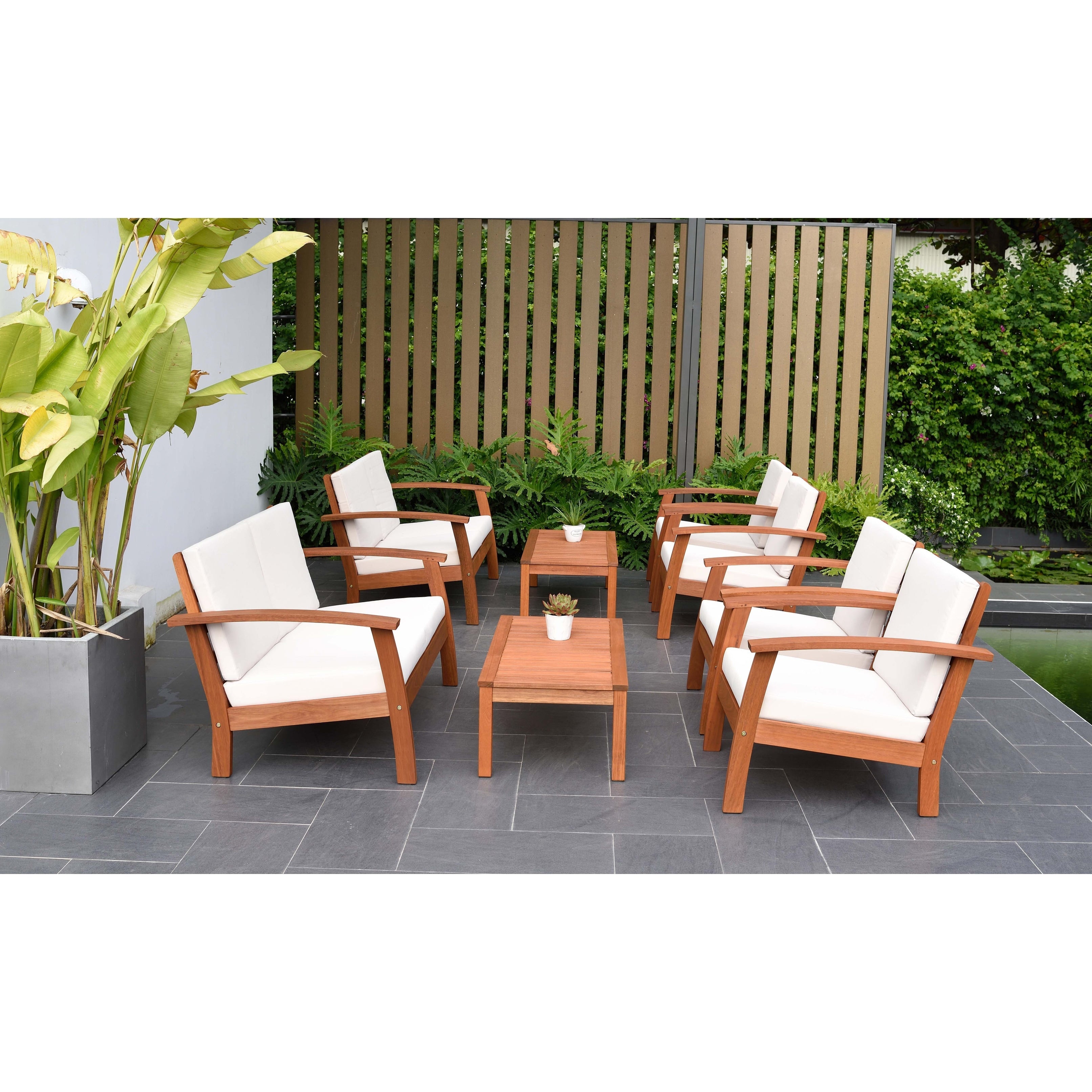 Ensemble de 8 sièges de jardin en bois certifié FSC Amazonia