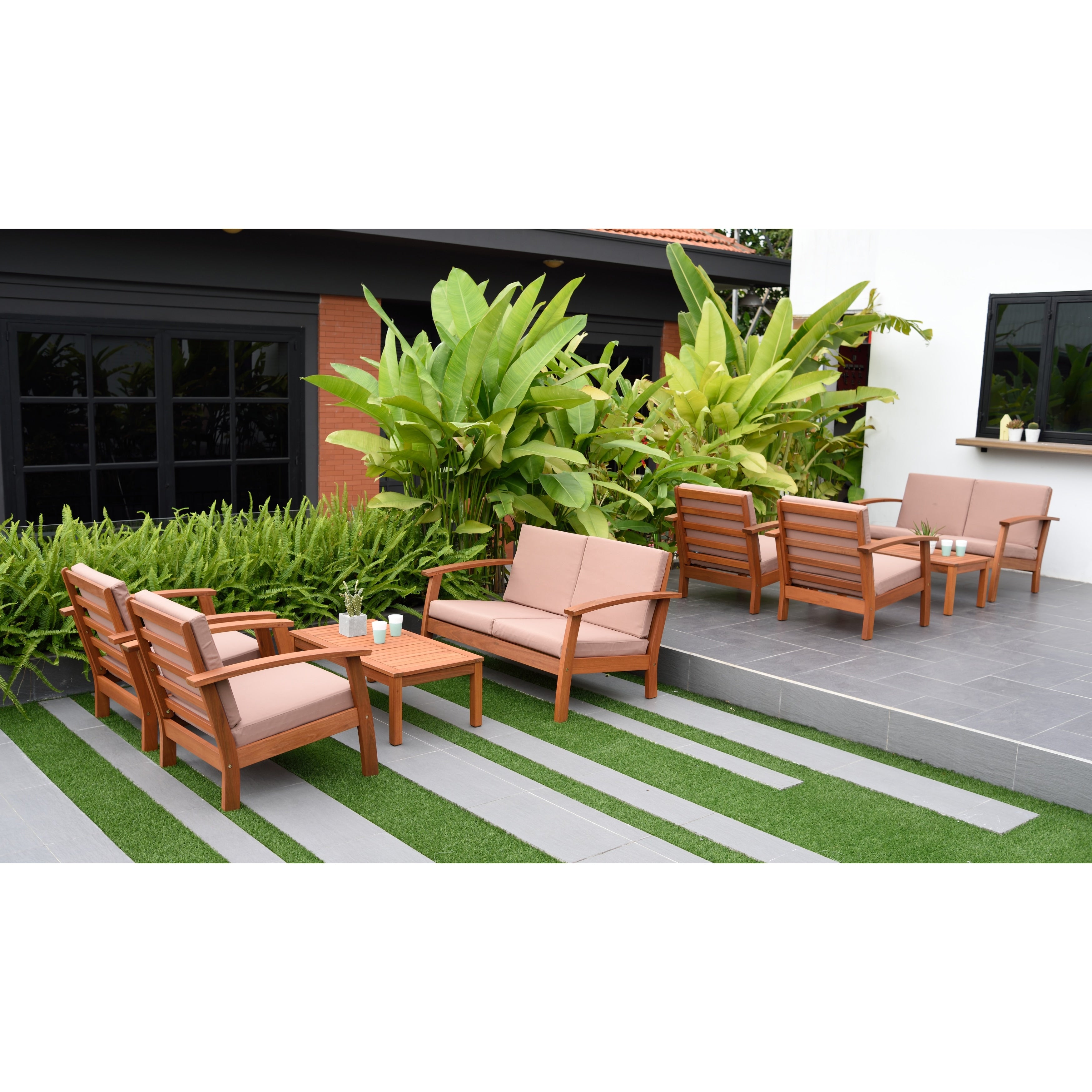 Ensemble de 8 sièges de jardin en bois certifié FSC Amazonia