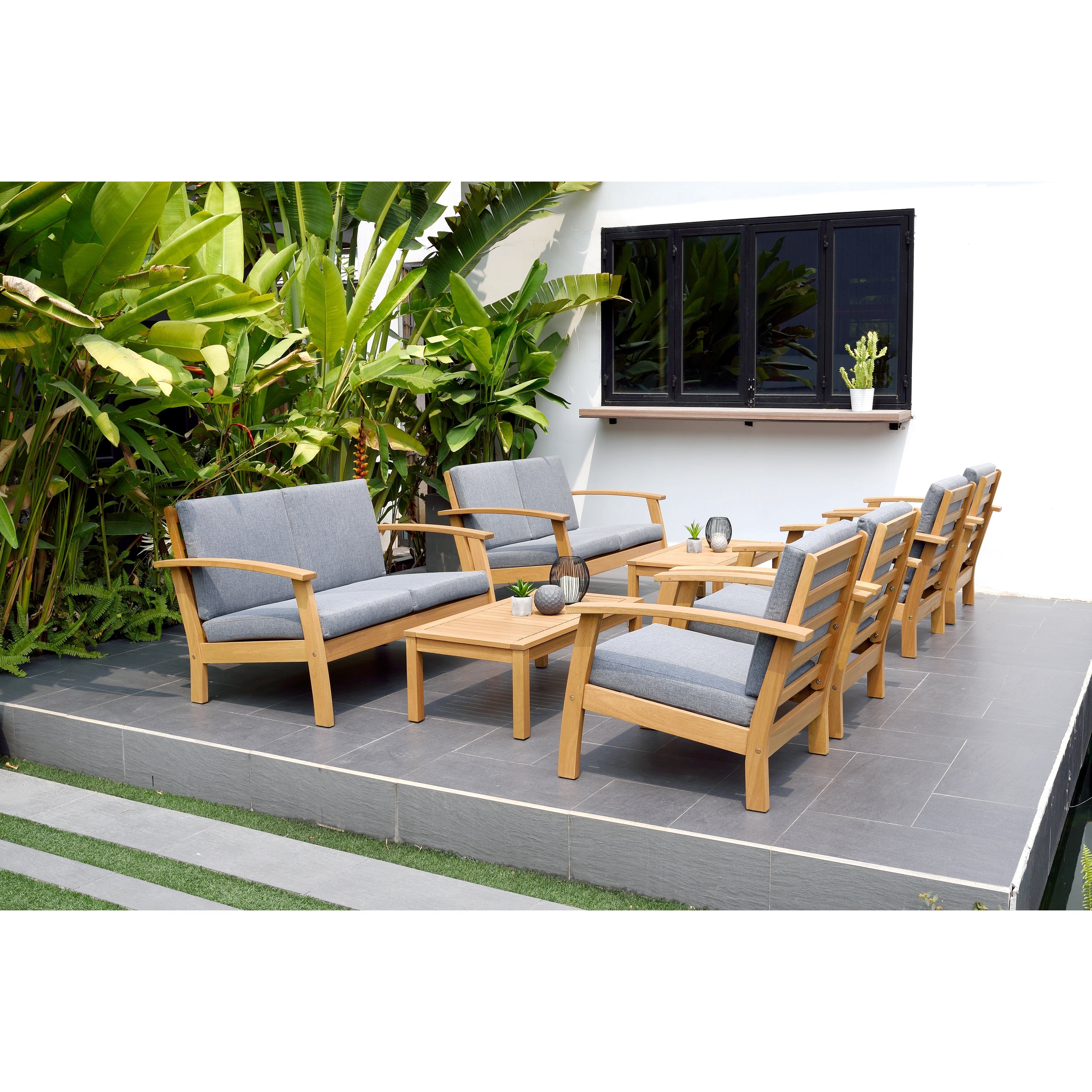 Ensemble de 8 sièges de jardin en bois certifié FSC Amazonia