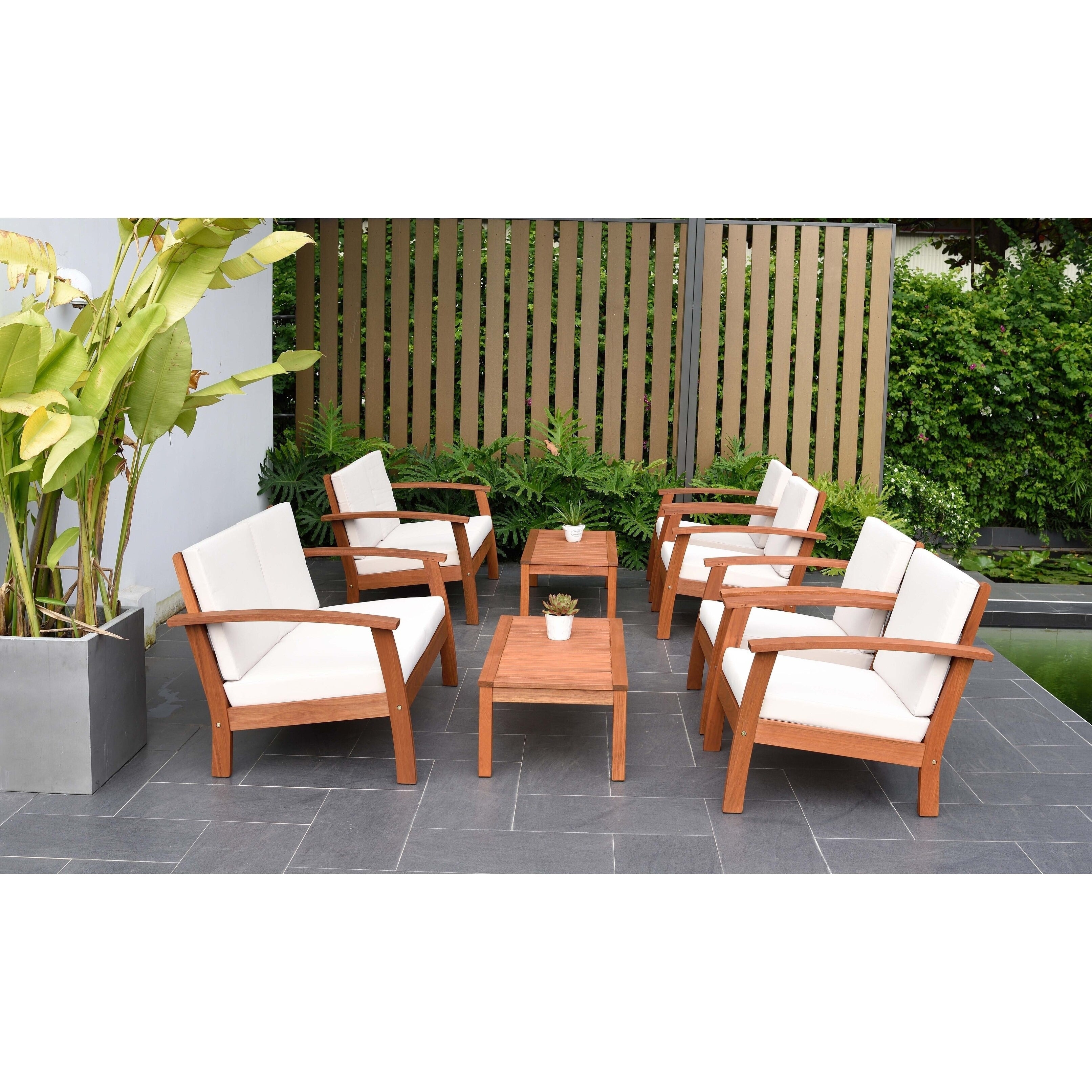 Ensemble de 8 sièges de jardin en bois certifié FSC Amazonia
