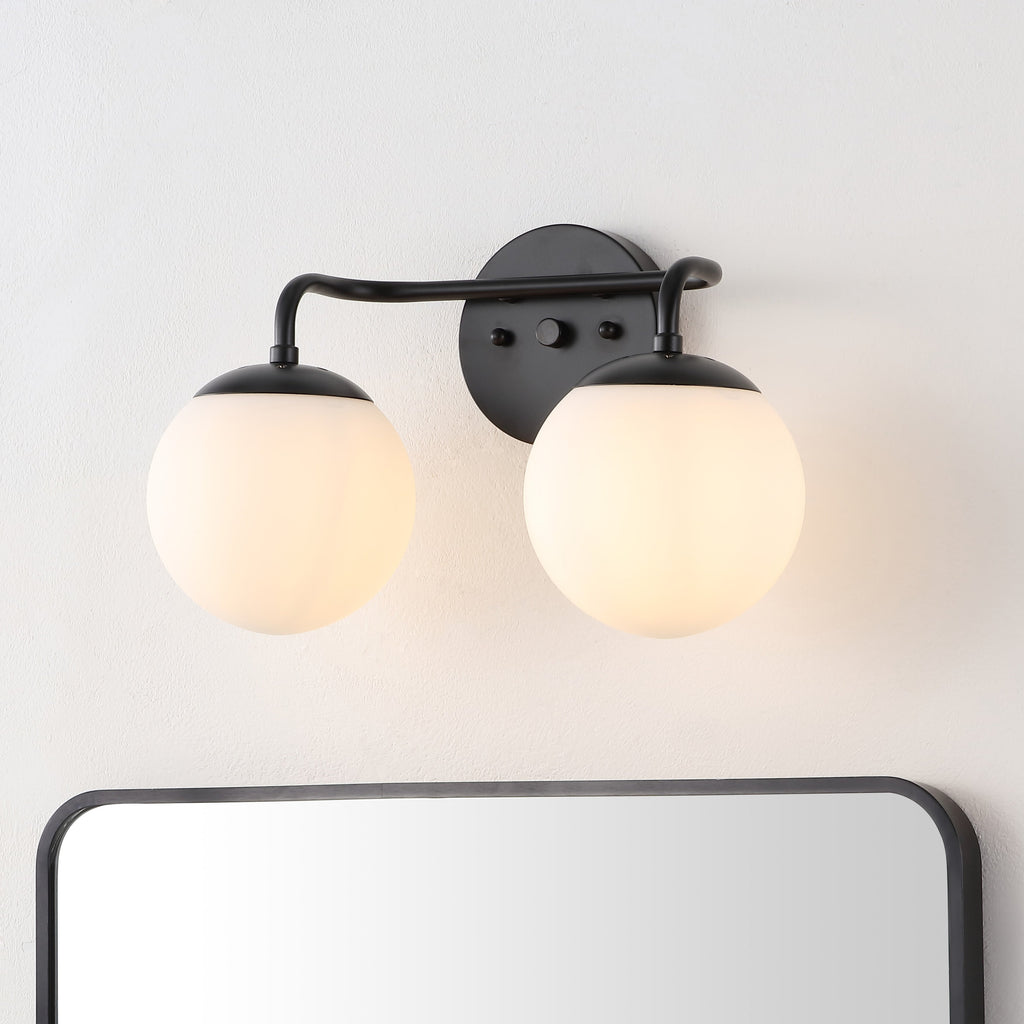 Luminaire de coiffeuse moderne à LED en métal et verre dépoli, par JONATHAN Y