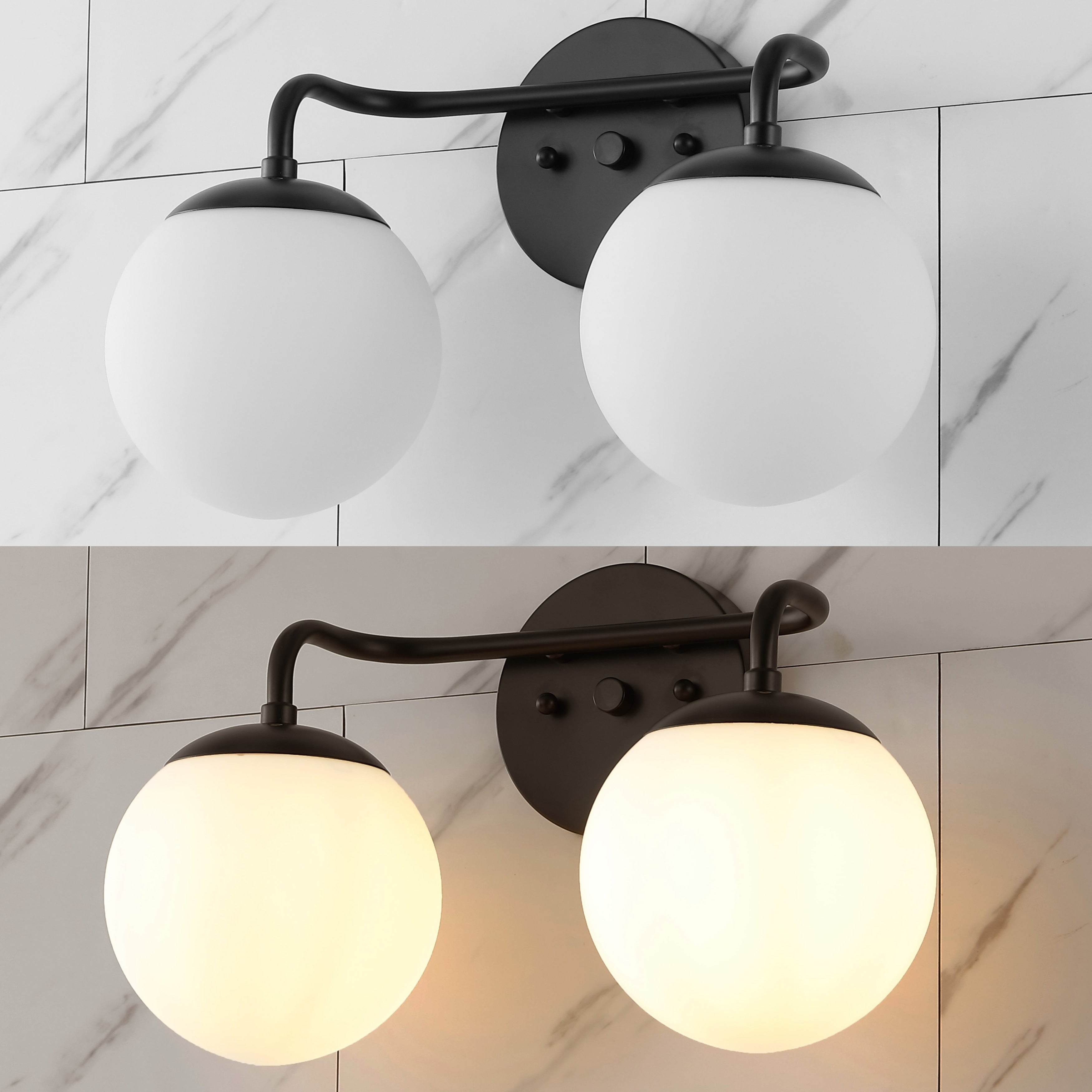 Luminaire de coiffeuse moderne à LED en métal et verre dépoli, par JONATHAN Y