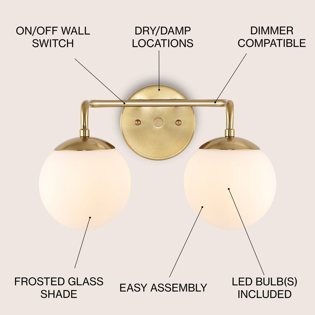 Luminaire de coiffeuse moderne à LED en métal et verre dépoli, par JONATHAN Y
