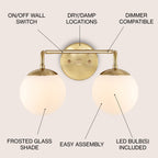 Luminaire de coiffeuse moderne à LED en métal et verre dépoli, par JONATHAN Y