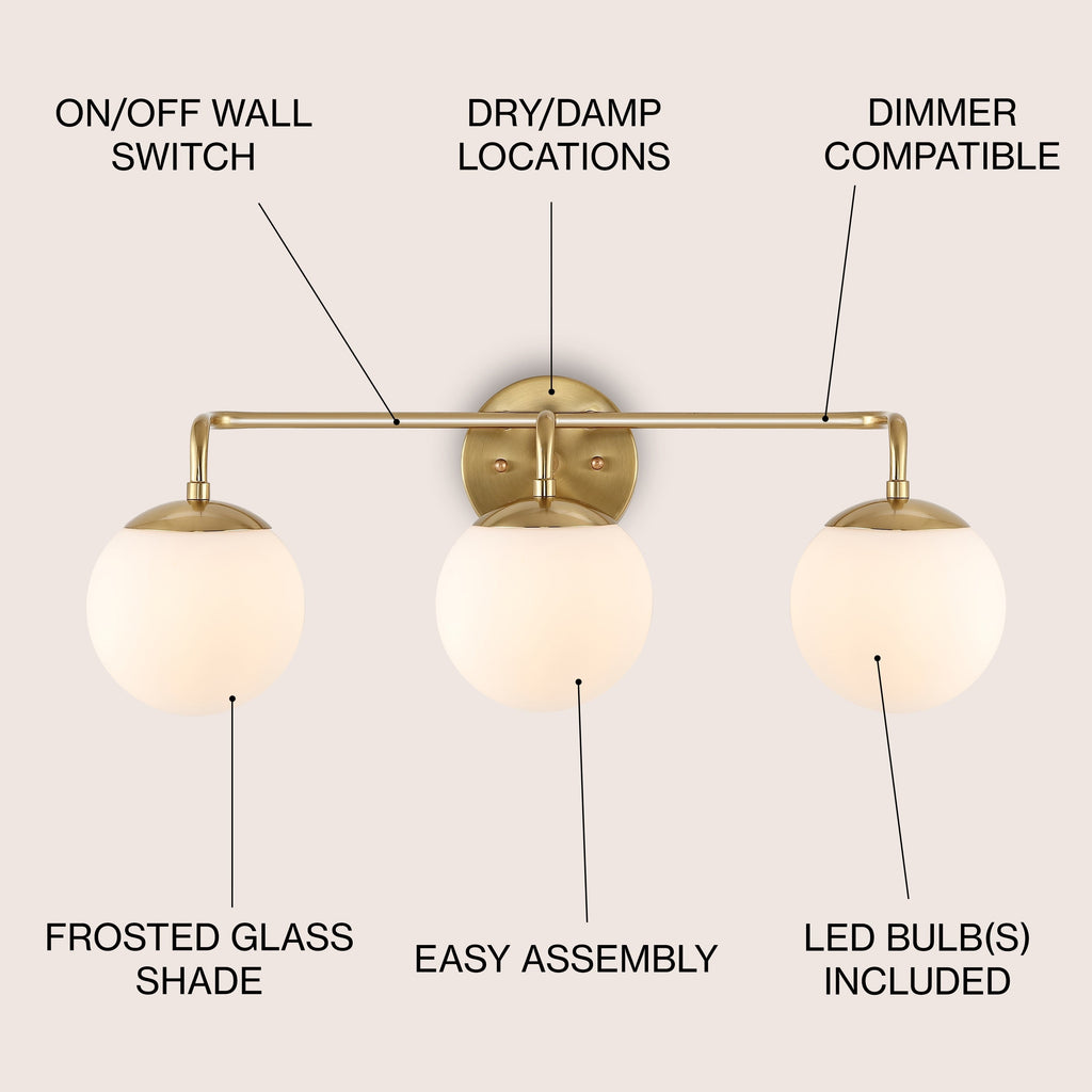 Luminaire de coiffeuse moderne à LED en métal et verre dépoli, par JONATHAN Y