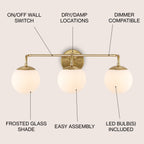 Luminaire de coiffeuse moderne à LED en métal et verre dépoli, par JONATHAN Y
