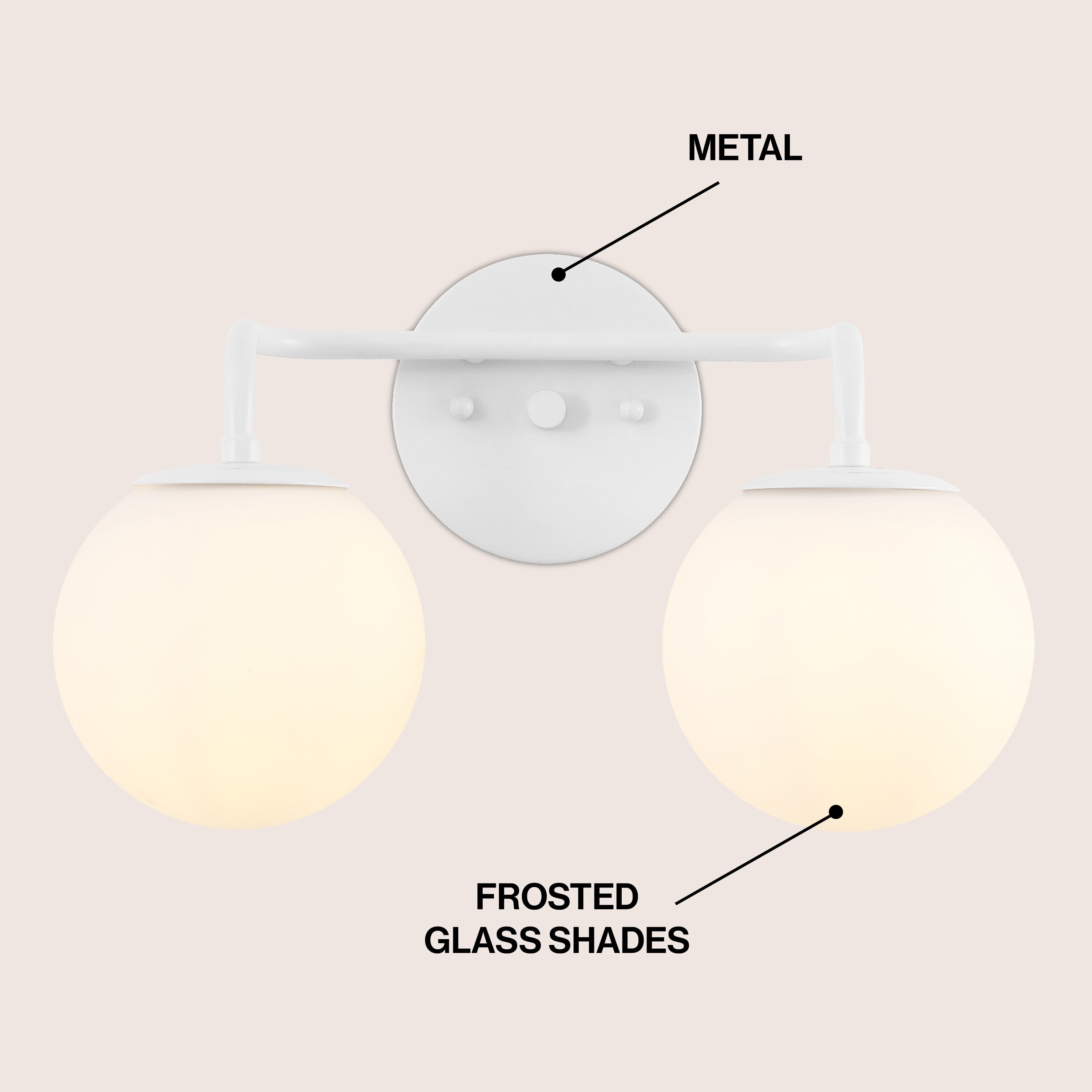 Luminaire de coiffeuse moderne à LED en métal et verre dépoli, par JONATHAN Y