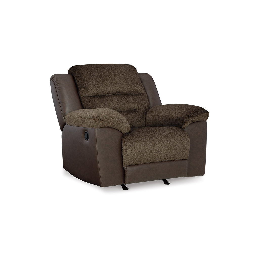 Fauteuil inclinable à bascule manuel Orman, similicuir marron chocolat mat