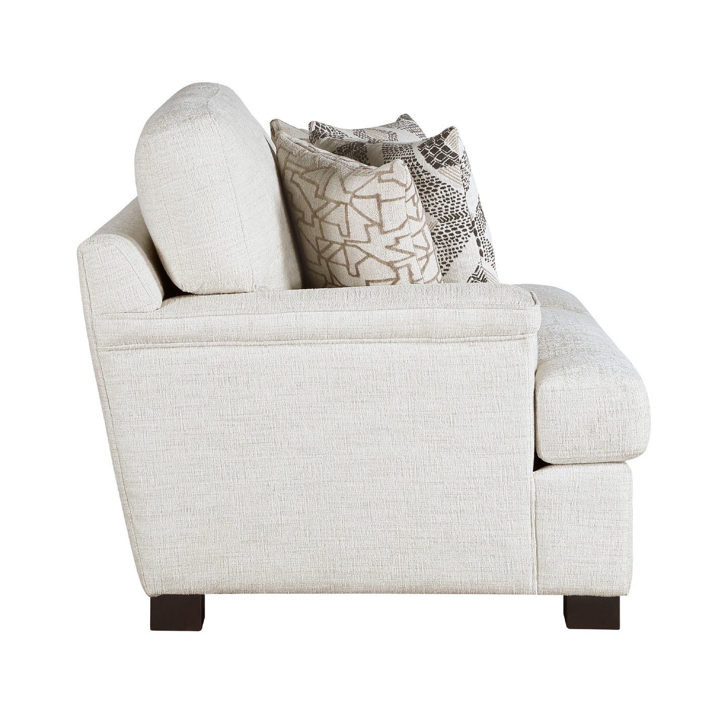 Canapé Osy avec 4 coussins décoratifs, 91 pouces, tissu chenille ivoire doux