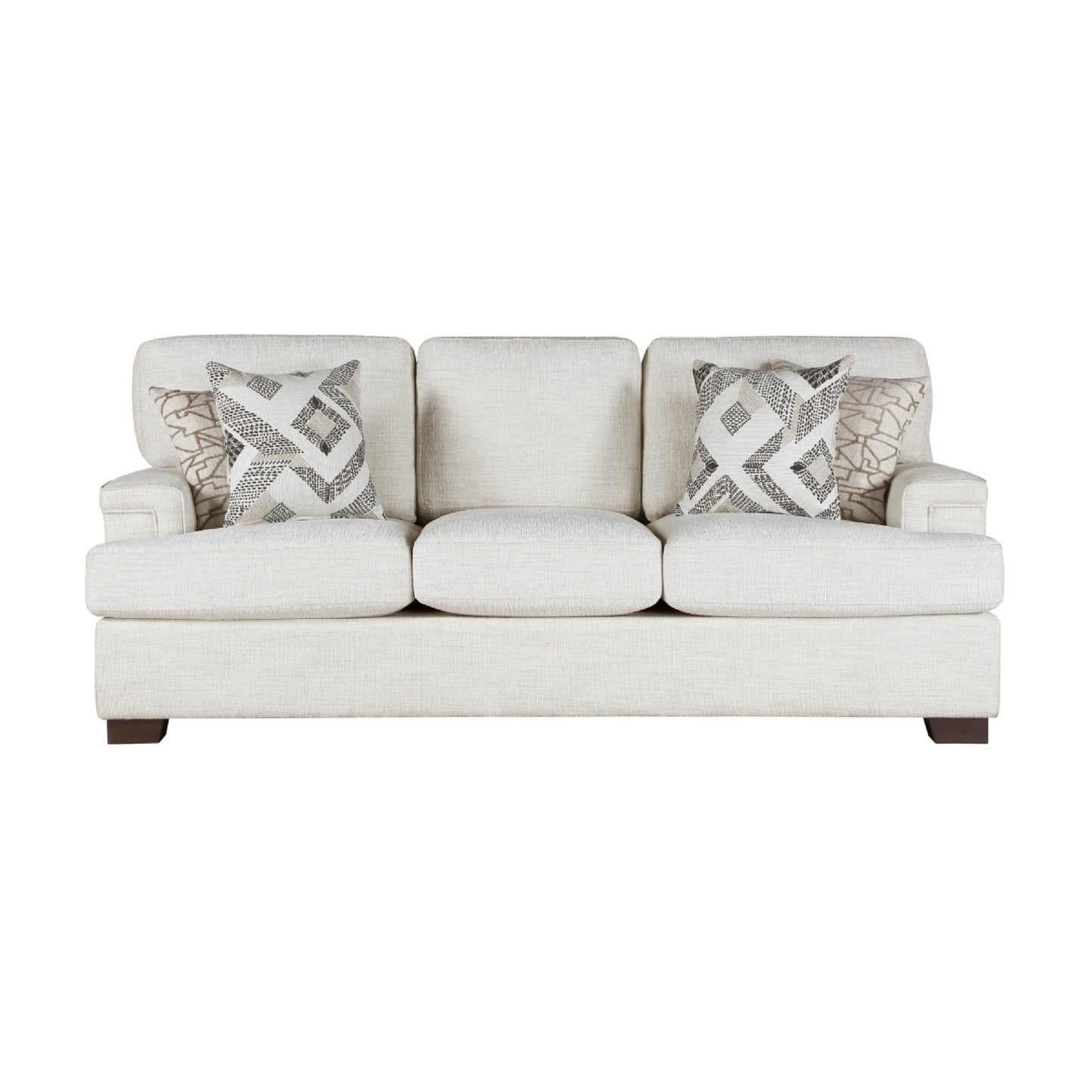 Canapé Osy avec 4 coussins décoratifs, 91 pouces, tissu chenille ivoire doux