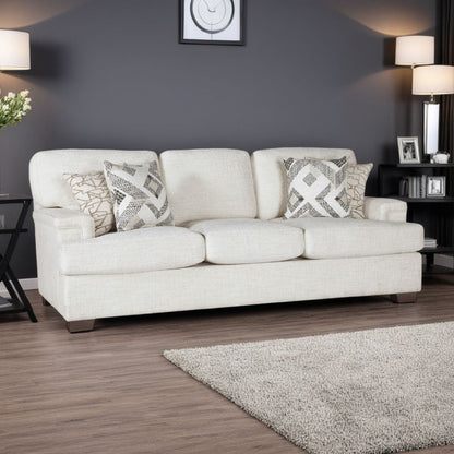 Canapé Osy avec 4 coussins décoratifs, 91 pouces, tissu chenille ivoire doux