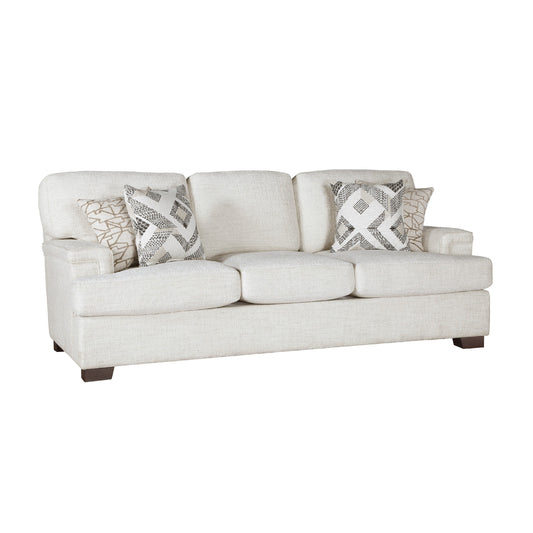 Canapé Osy avec 4 coussins décoratifs, 91 pouces, tissu chenille ivoire doux