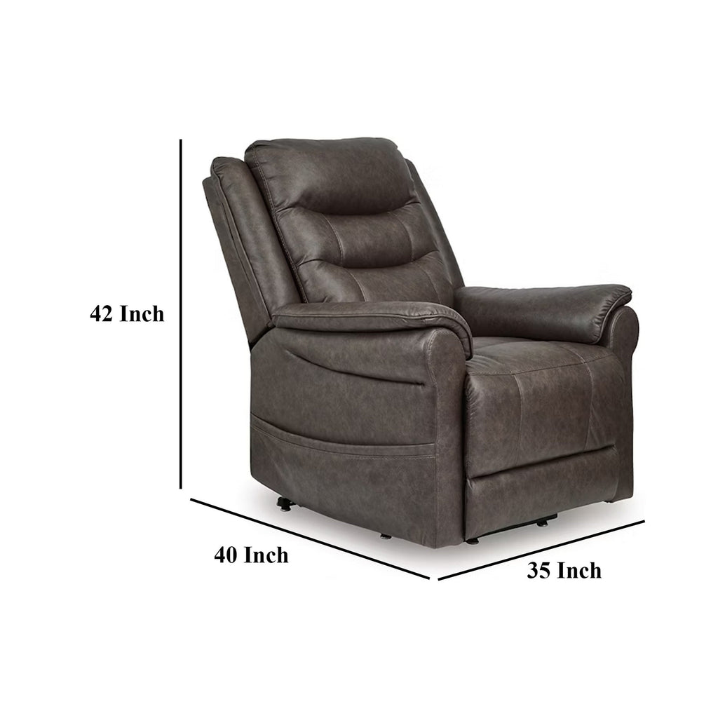 Fauteuil inclinable releveur électrique Otim, massage thermique de 35 pouces, similicuir marron